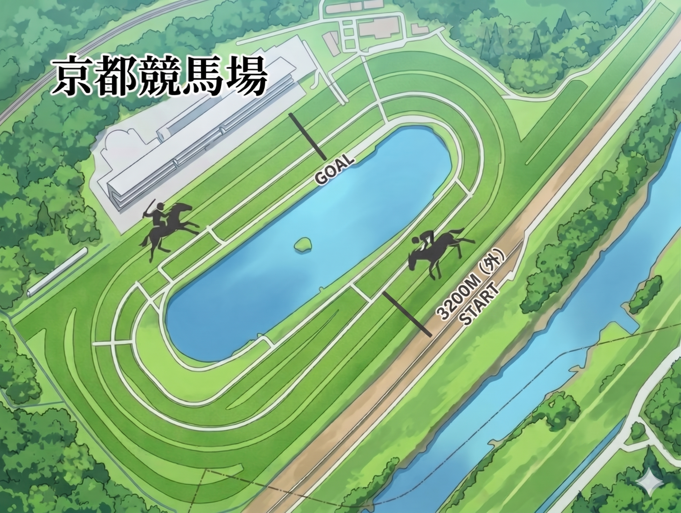 京都競馬場 芝3200m コース図
